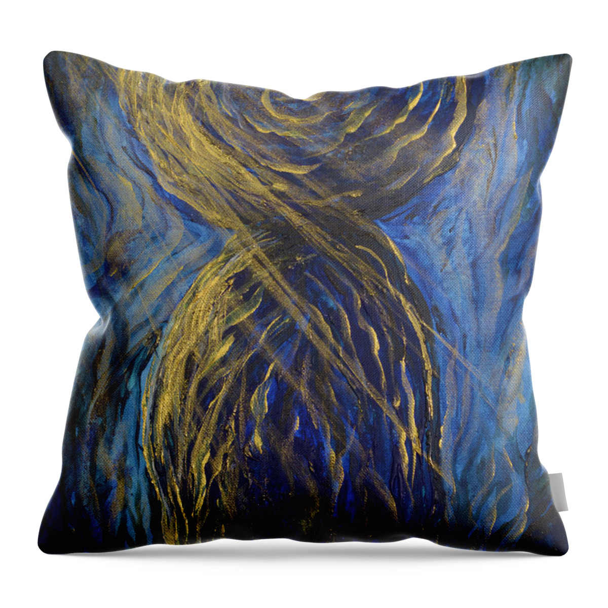 Guam Throw Pillow featuring the painting Gold and Blue Latte Stone by Michelle Pier