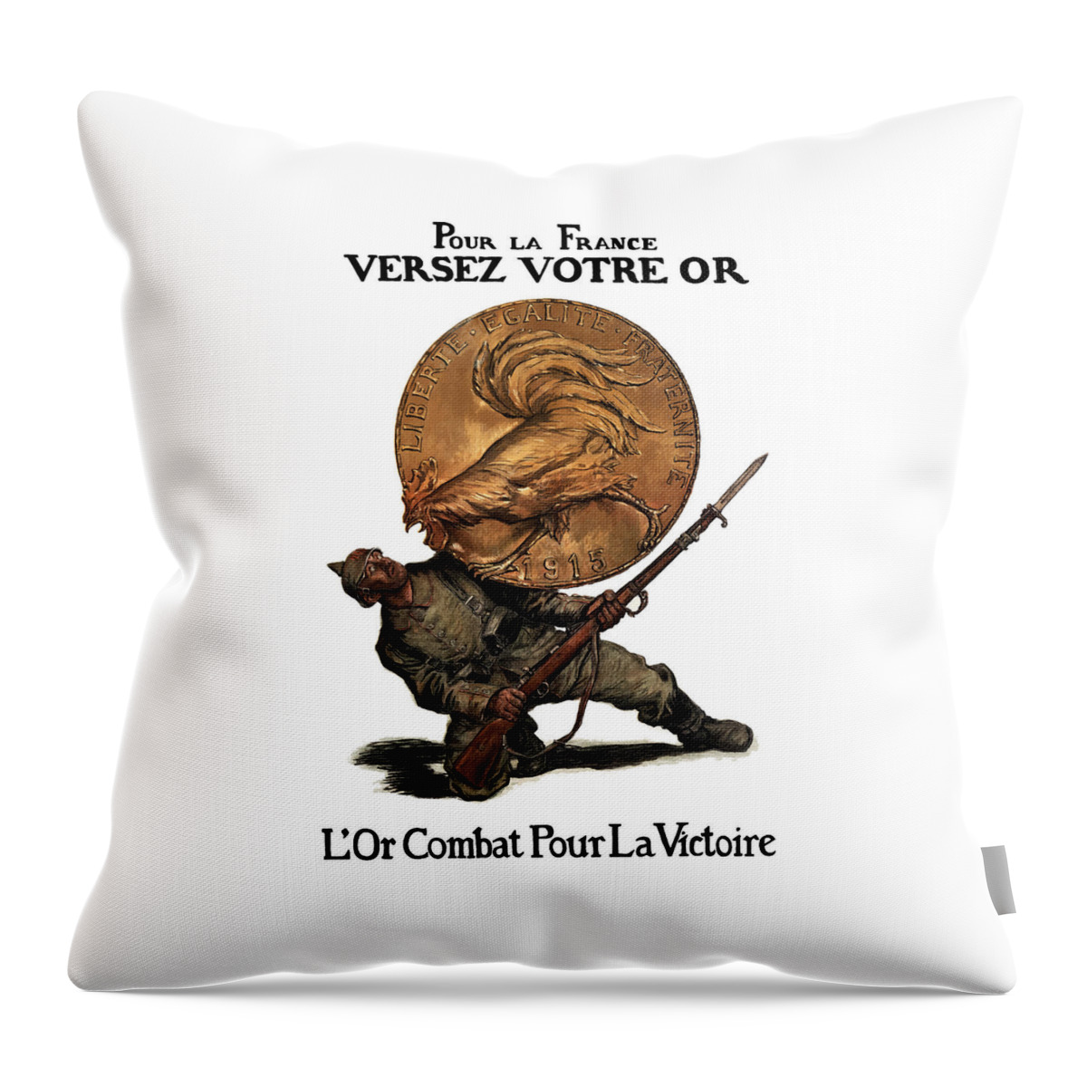 Ww1 Throw Pillow featuring the painting Gold Fights For Victory by War Is Hell Store