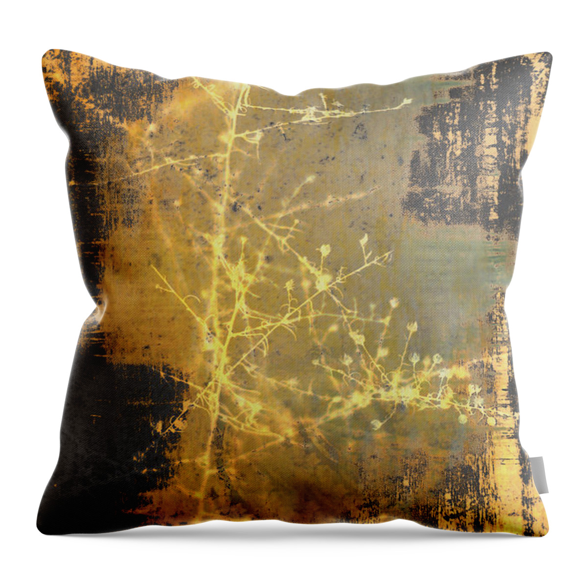 Gold Christmas Tree Throw Pillow featuring the photograph Gold Industrial Abstract Christmas Tree by Suzanne Powers