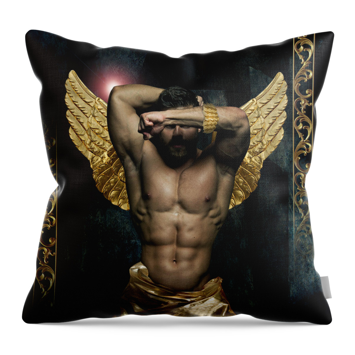 Mysterious Throw Pillow featuring the photograph Gold Man by Mark Ashkenazi