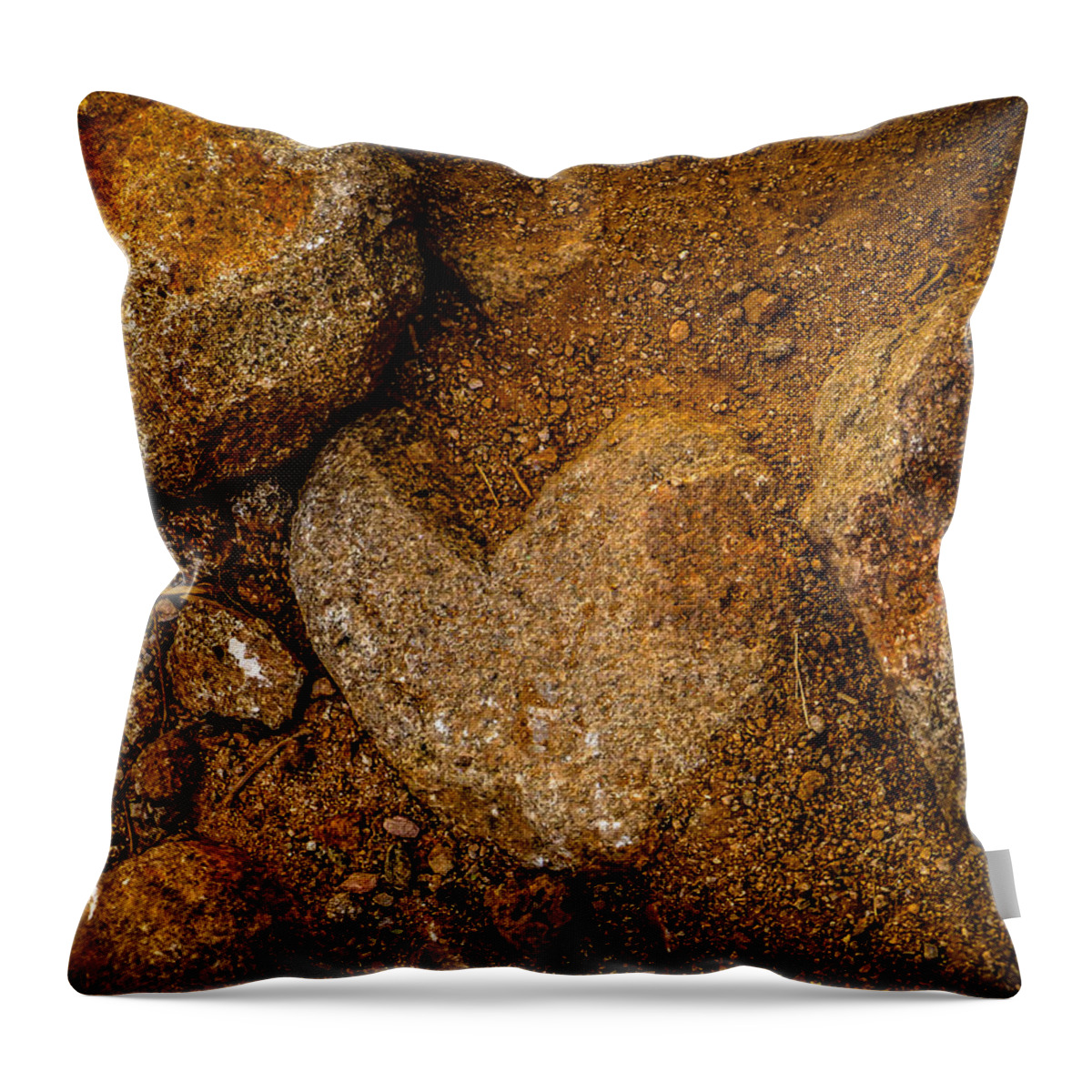 Rock Throw Pillow featuring the photograph Gold Nugget Heart by Pamela Newcomb