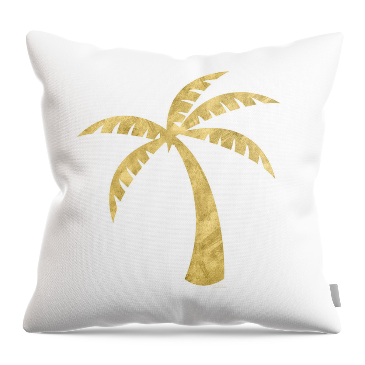 Palm Palm Throw Pillow featuring the mixed media Gold Palm Tree- Art by Linda Woods by Linda Woods