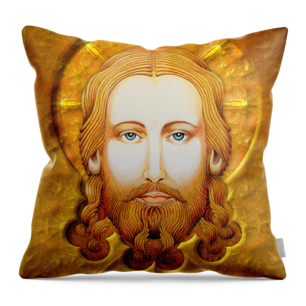 Jezus Throw Pillow featuring the digital art Gold plate Icon by Alexa Szlavics