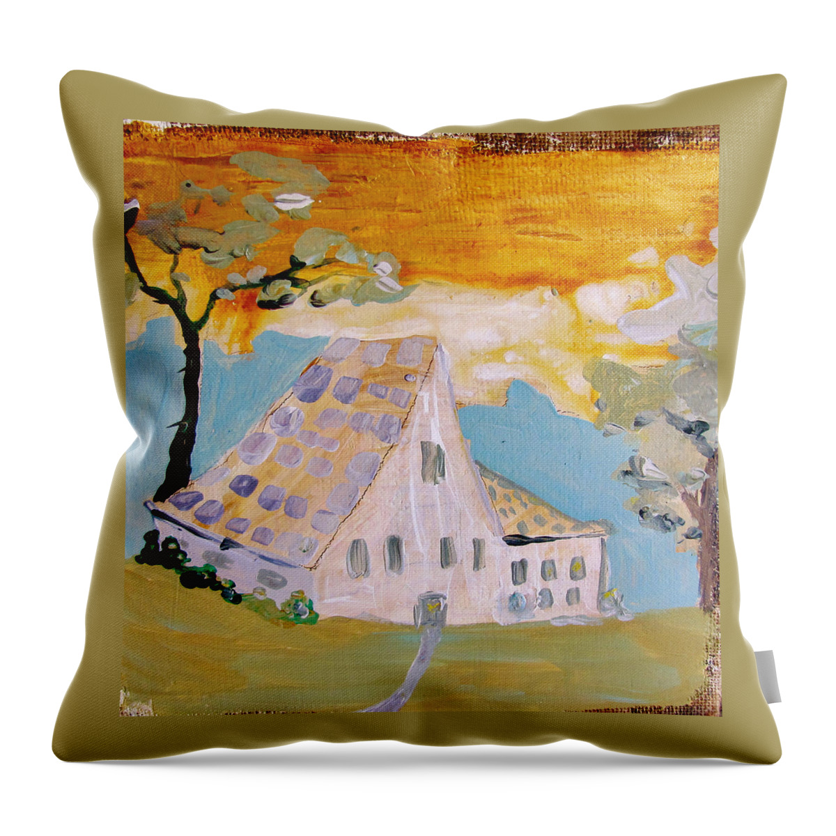 Gold Throw Pillow featuring the painting Gold Sky by Carole Johnson