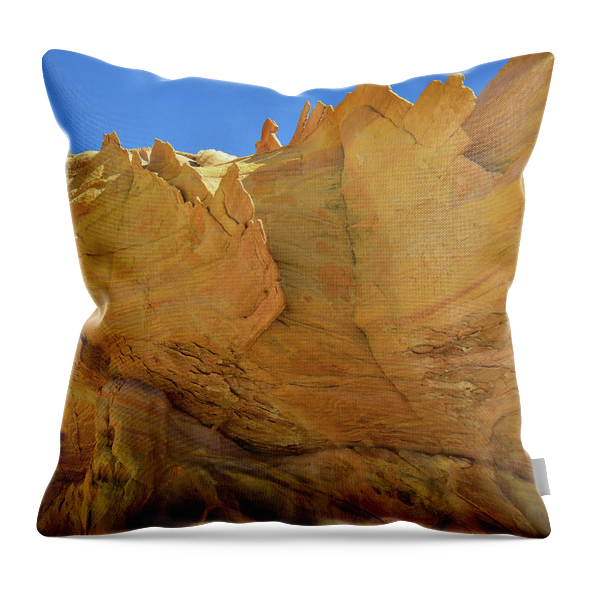 Valley Of Fire State Park Throw Pillow featuring the photograph Gold Walls and Fins in Wash 3 of Valley of Fire by Ray Mathis