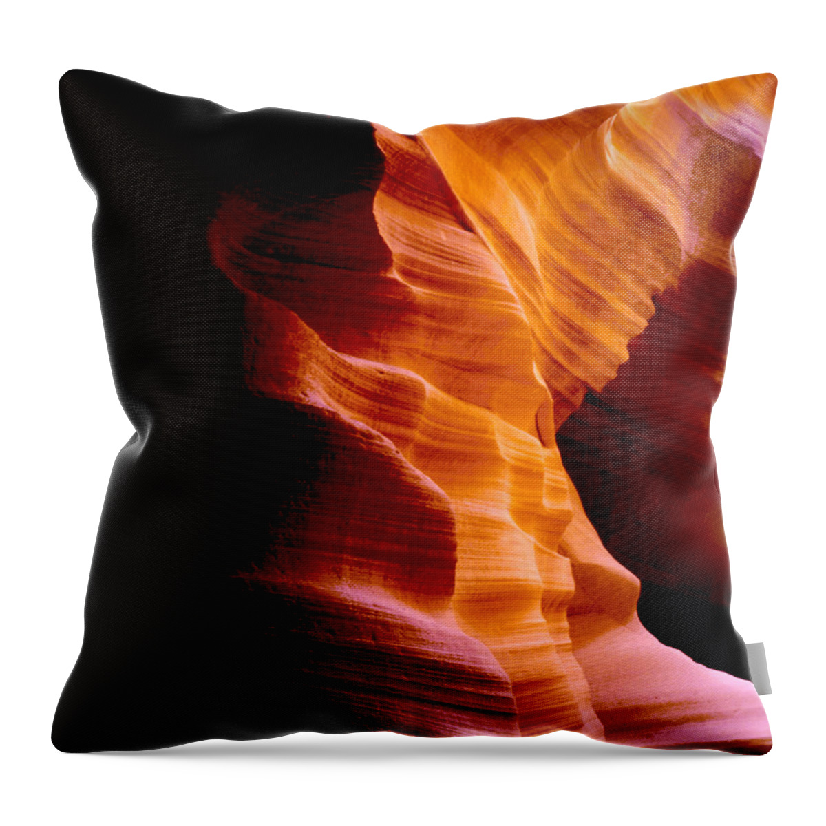 Antelope Canyon Throw Pillow featuring the pyrography Golden Abyss of Antelope Canyon by Joe Hoover