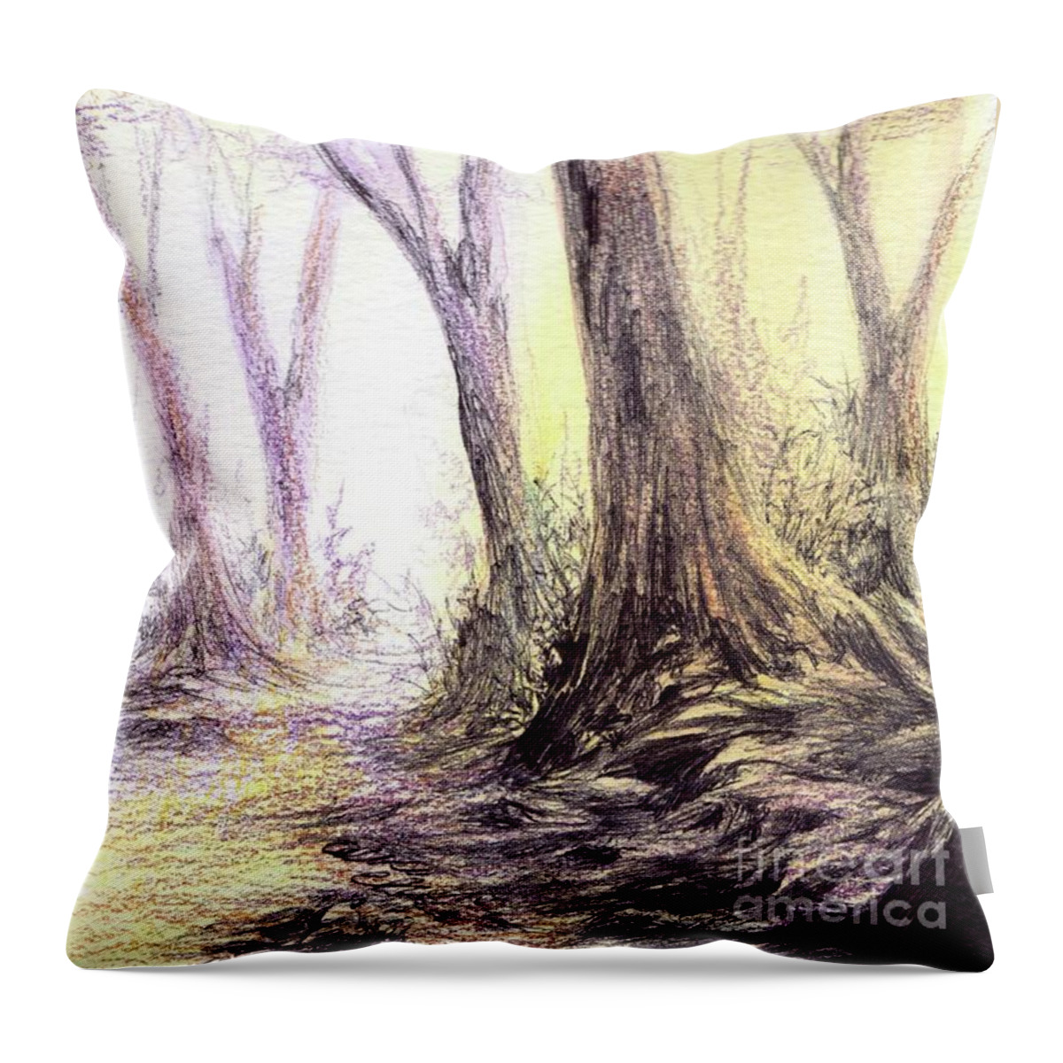 Golden Throw Pillow featuring the drawing Golden by Alice Chen