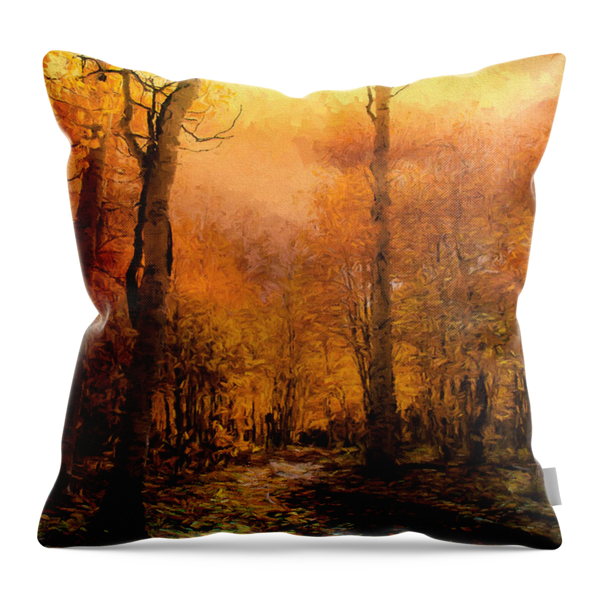 Golden Autumn Throw Pillow featuring the photograph Golden Autumn by Georgiana Romanovna