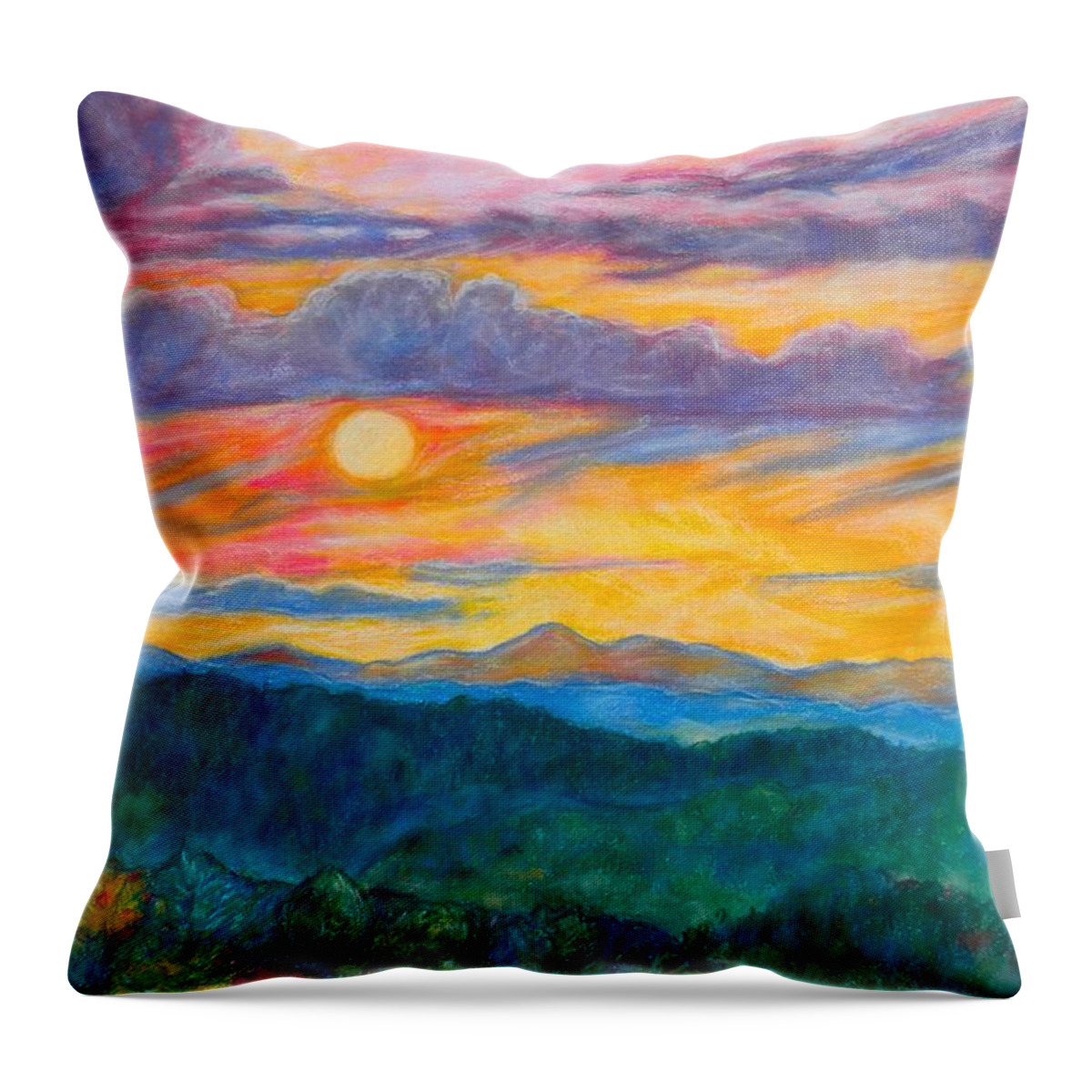 Landscape Throw Pillow featuring the painting Golden Blue Ridge Sunset by Kendall Kessler