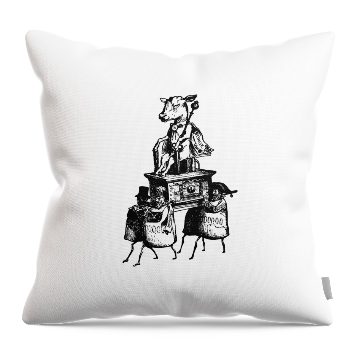 Grandville Throw Pillow featuring the digital art Golden Calf Grandville Transparent by Barbara St Jean