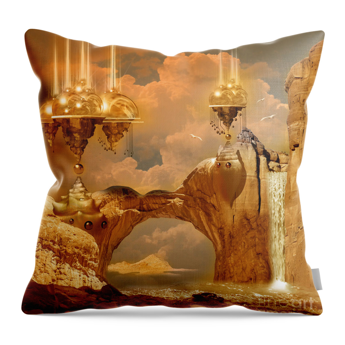 Digital Throw Pillow featuring the digital art Golden City by Alexa Szlavics