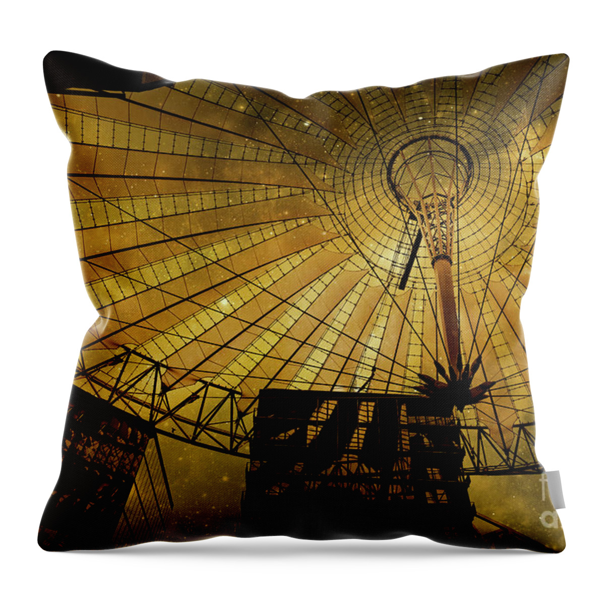 Universe Throw Pillow featuring the photograph Golden Cosmic Berlin by Brenda Kean
