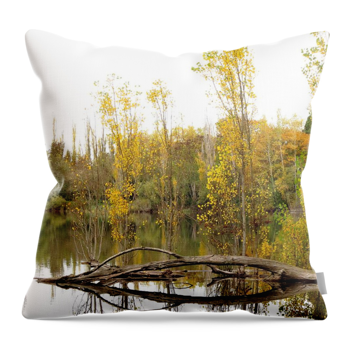 Autumn Pond Reflections Throw Pillow featuring the photograph Golden Days by I'ina Van Lawick