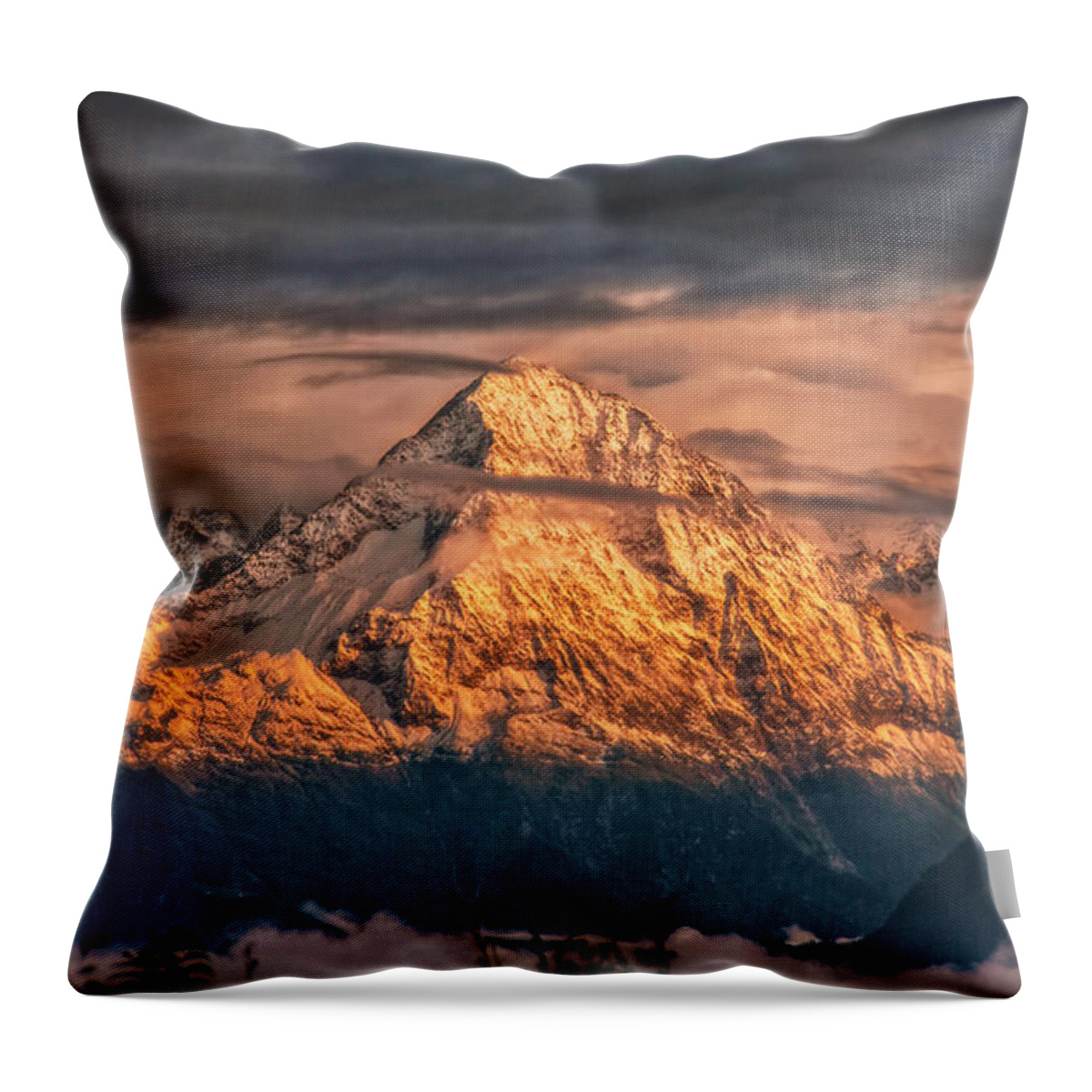 Switzerland Throw Pillow featuring the photograph Golden Evening Sun by Hanny Heim
