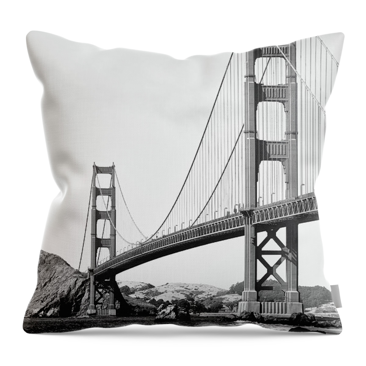 Architecture Throw Pillow featuring the photograph Golden Gate Bridge from Baker Beach 2 by Dean Birinyi