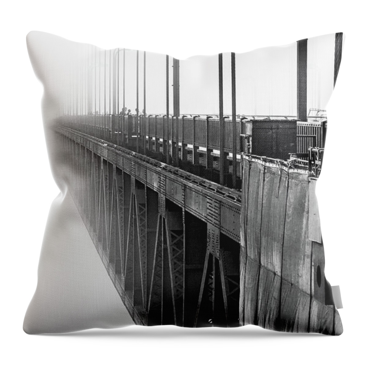 Fog Throw Pillow featuring the photograph Golden Gate Bridge Portrait by Bill Gallagher
