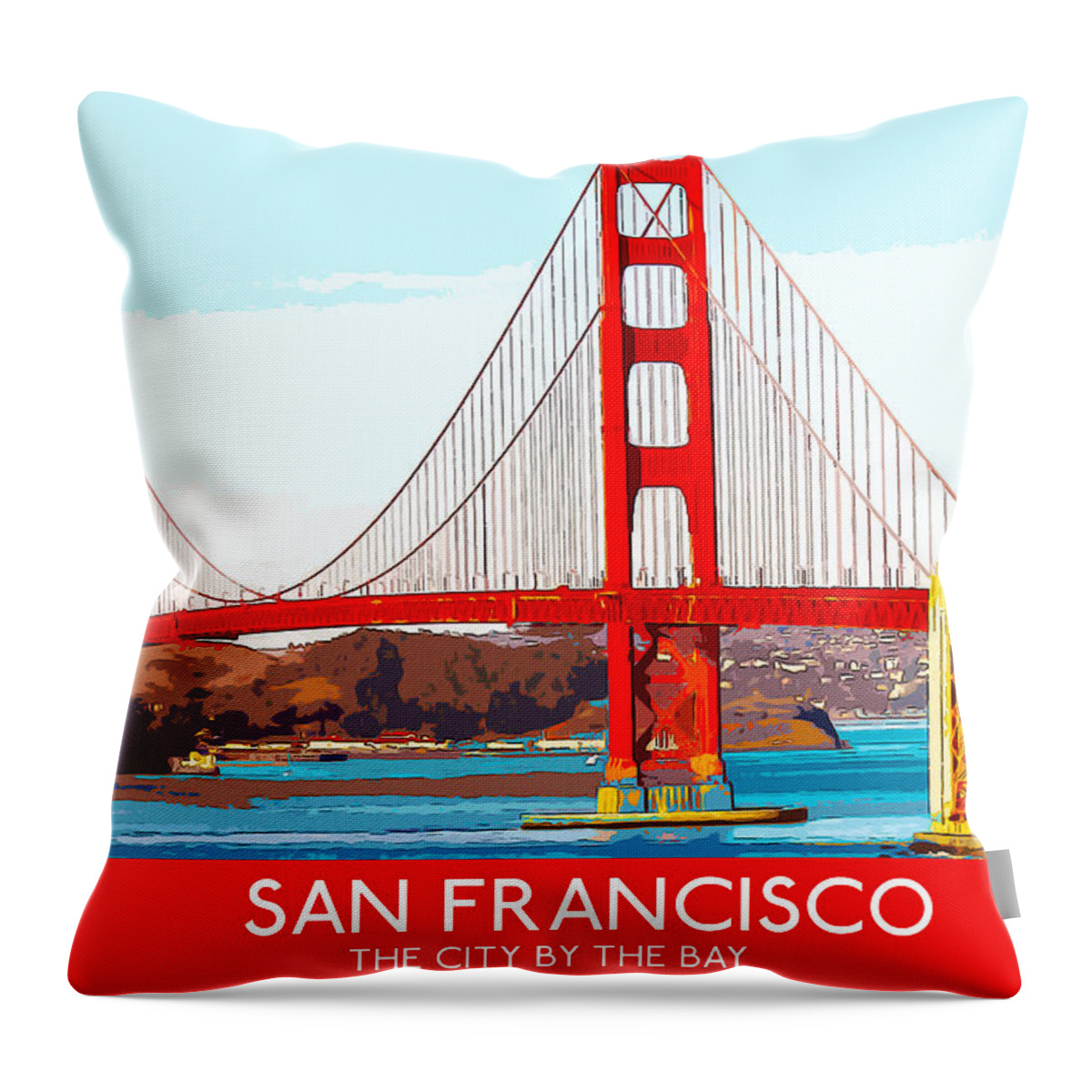 Architecture Throw Pillow featuring the digital art Golden Gate Bridge San Francisco The City By The Bay by Anthony Murphy