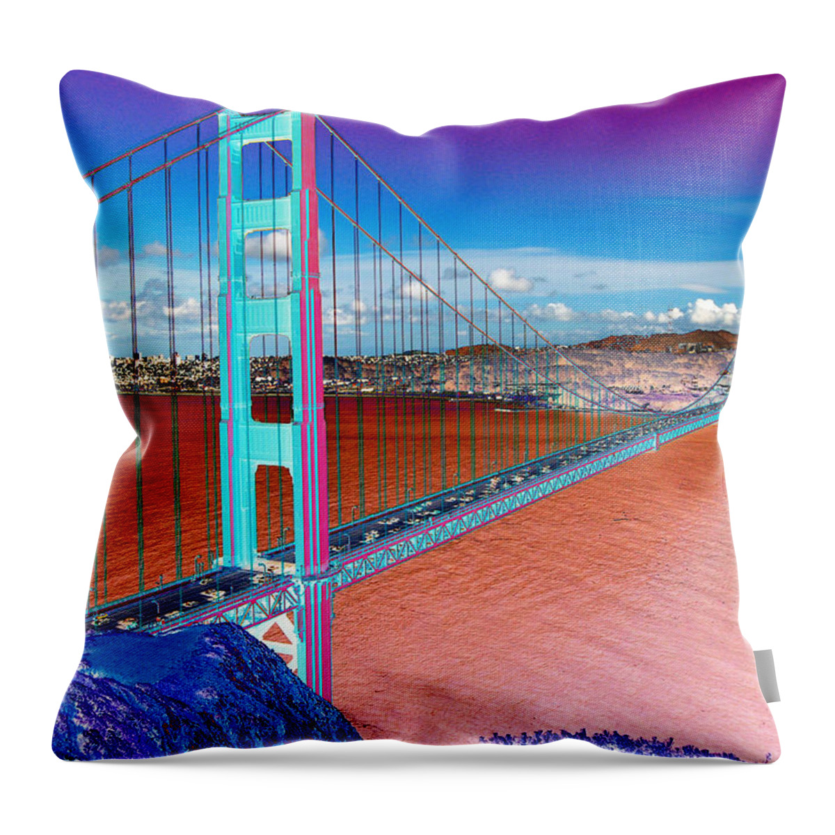 ( Water Throw Pillow featuring the photograph Golden gate bridge by Tom Kelly
