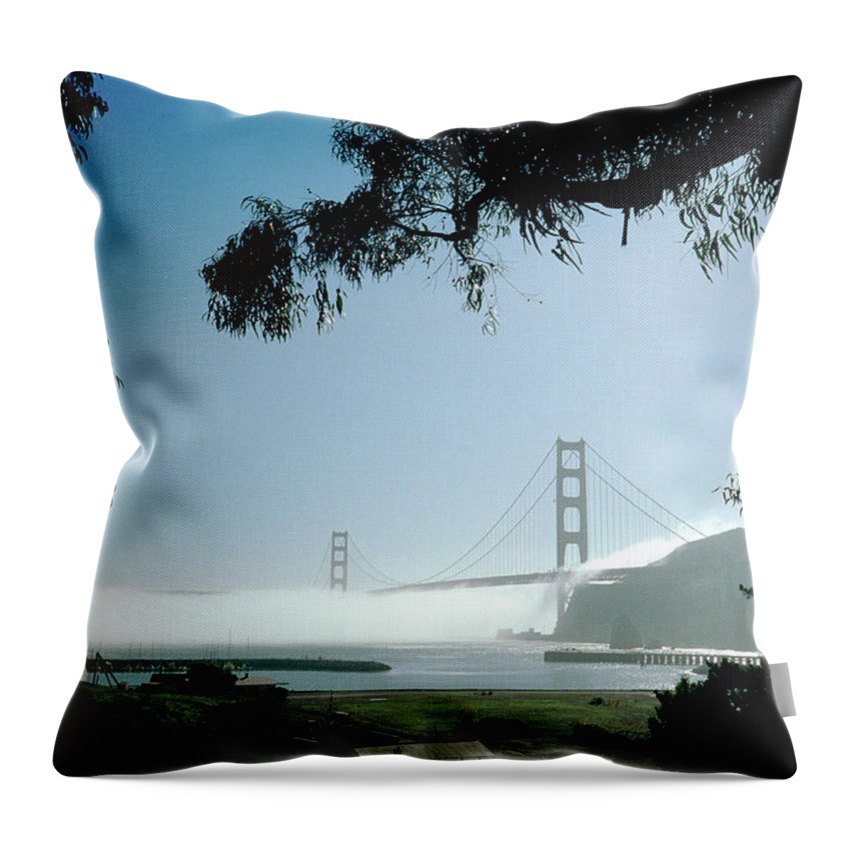 Fine Art Throw Pillow featuring the photograph Golden Gate Fog by Frank DiMarco