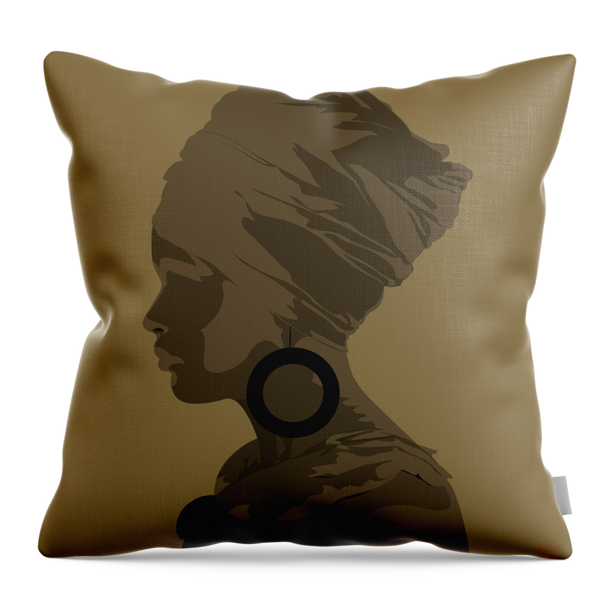 Queen Throw Pillow featuring the digital art Golden Lady by Scheme Of Things Graphics