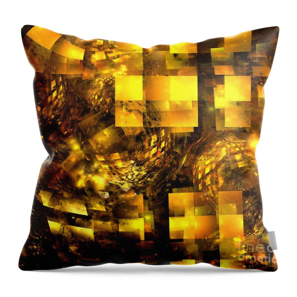 Apophysis Throw Pillow featuring the digital art Golden Metropolis by Kim Sy Ok