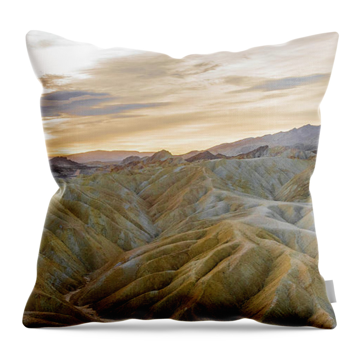 Death Valley Throw Pillow featuring the photograph Golden Point by Jeff Hubbard