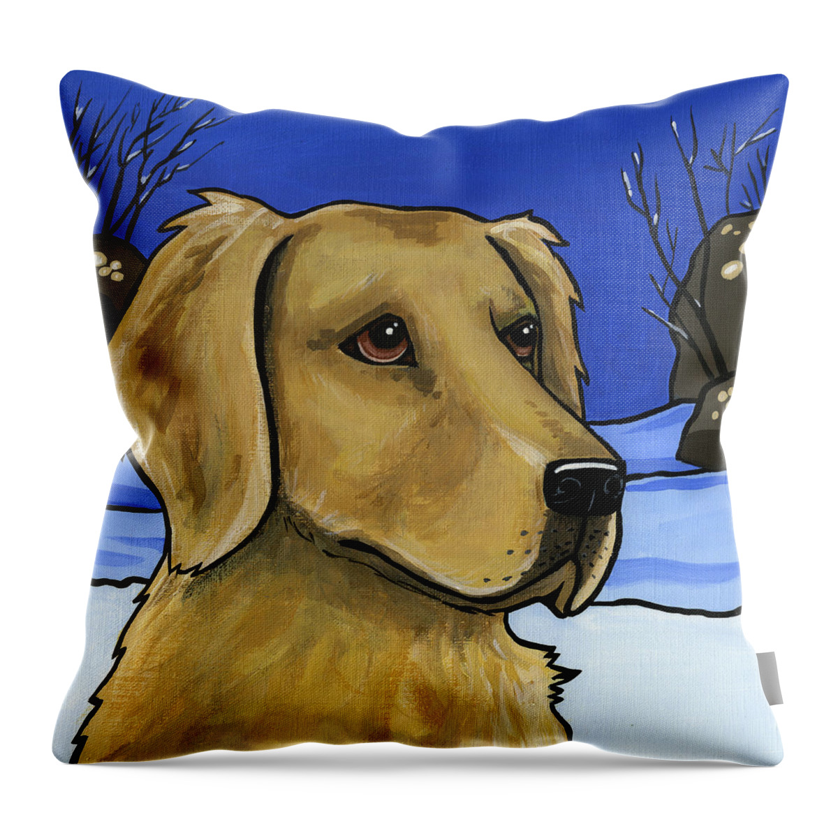 Golden Retriever Throw Pillow featuring the painting Golden Retriever by Leanne Wilkes