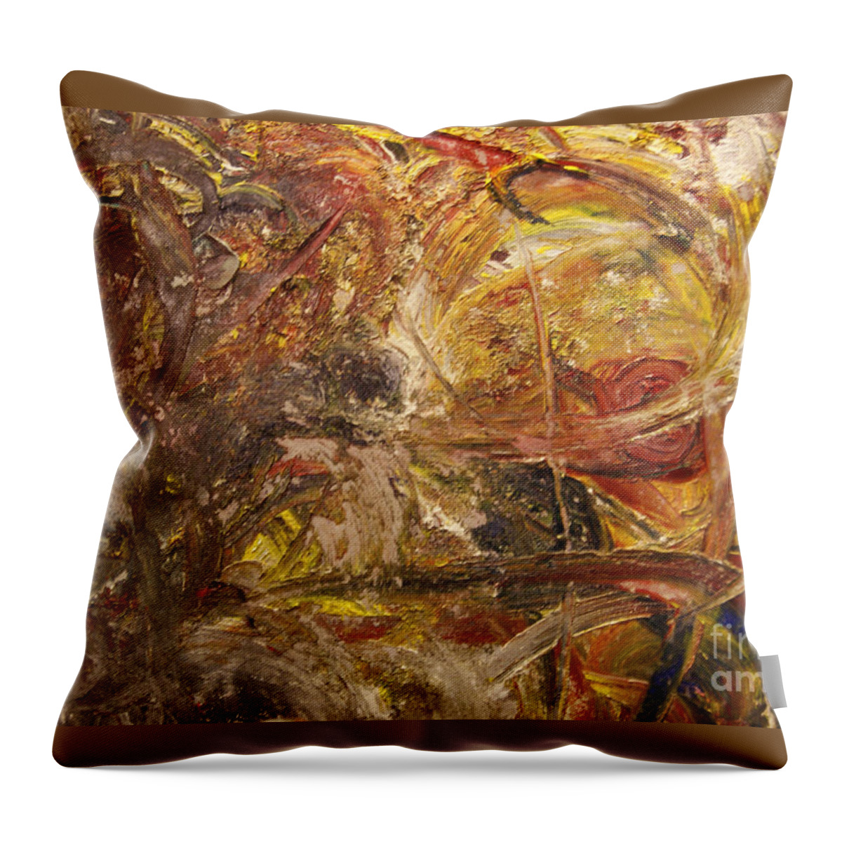 Abstract Expressionism Throw Pillow featuring the painting Golden Reward by Helene Gross