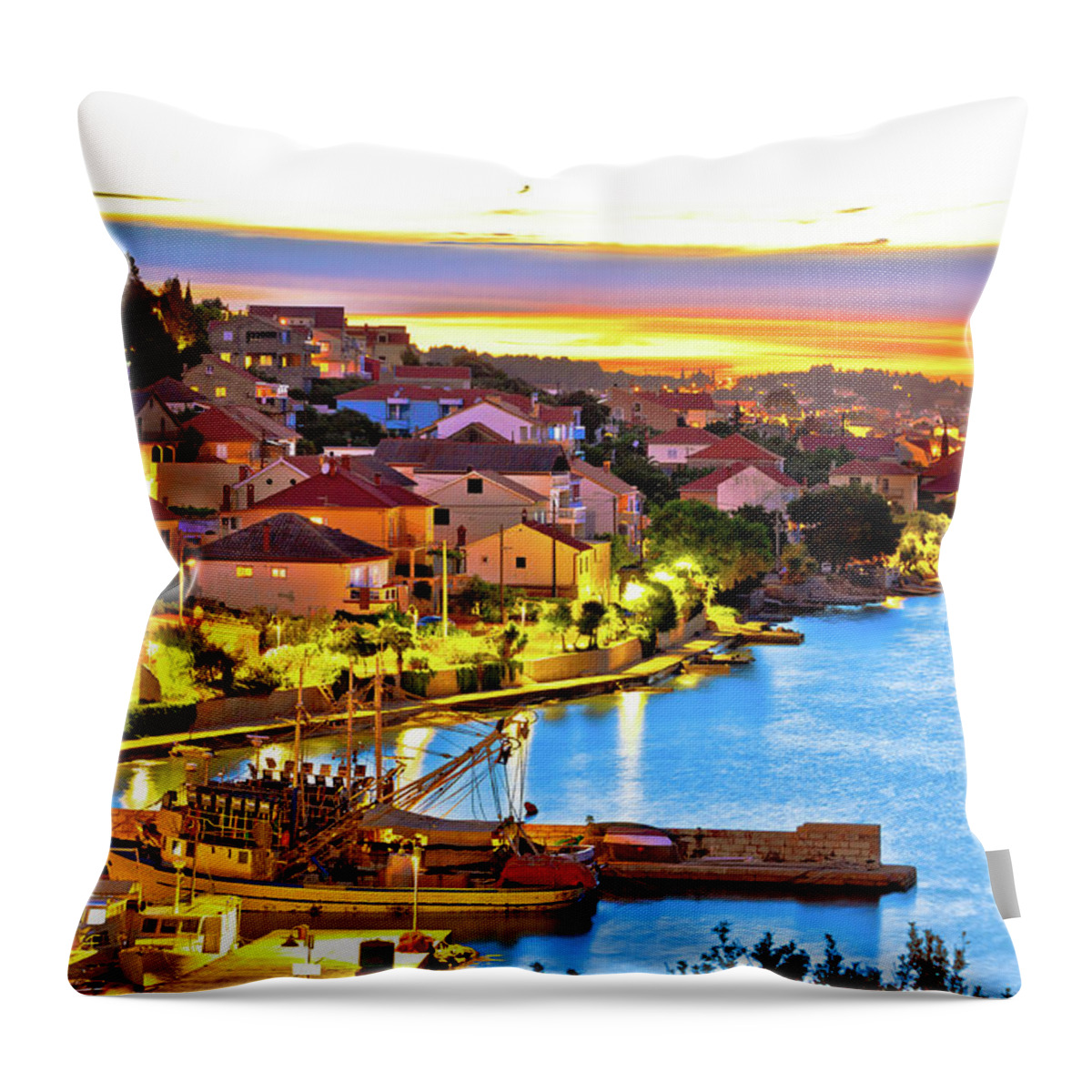 Kali Throw Pillow featuring the photograph Golden sunset on Ugljan island coast by Brch Photography