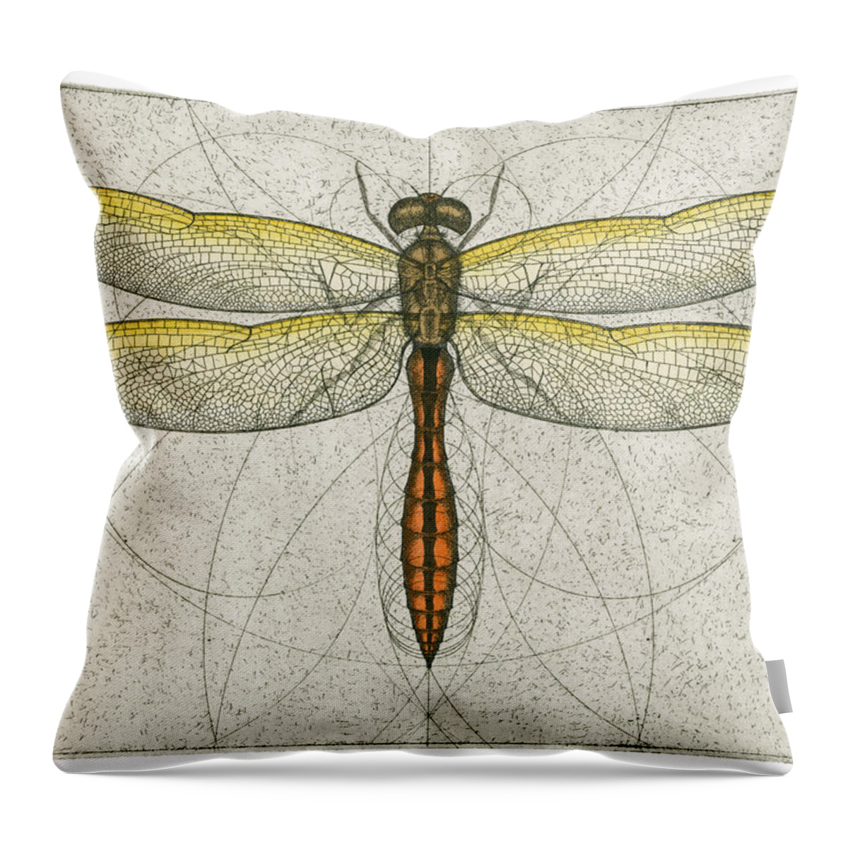 Golden Throw Pillow featuring the painting Golden Winged Skimmer by Charles Harden