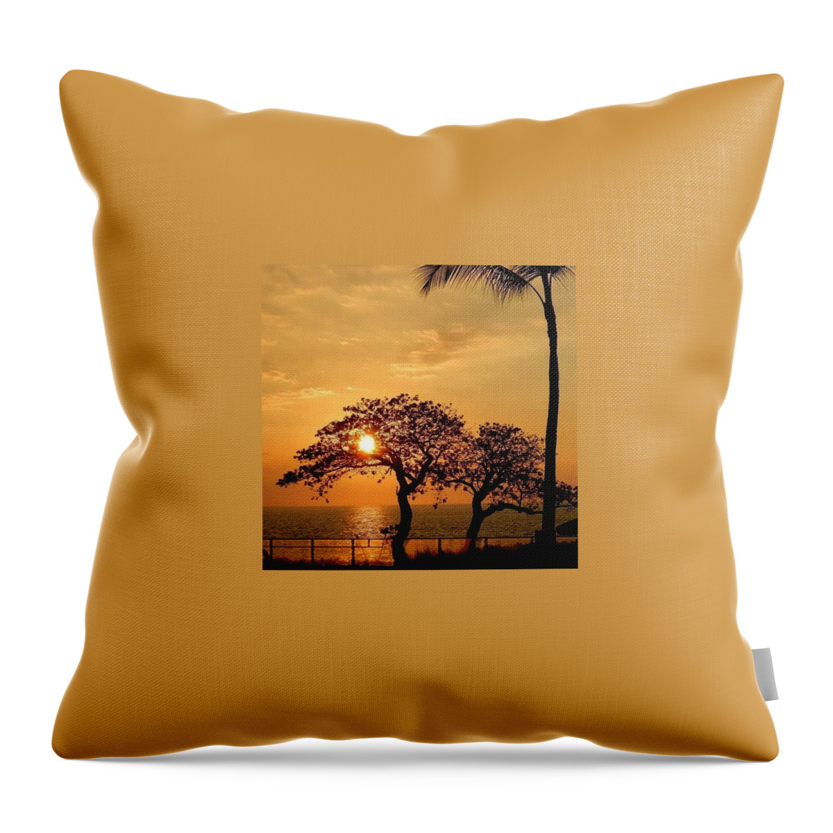 Beautiful Throw Pillow featuring the photograph #golden#hawaiian#sunset In by Pamela Walton