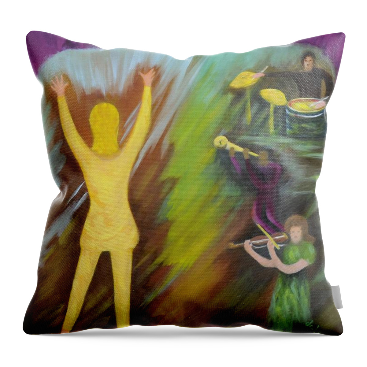Dancer Throw Pillow featuring the painting Goldfinger by Douglas Ann Slusher