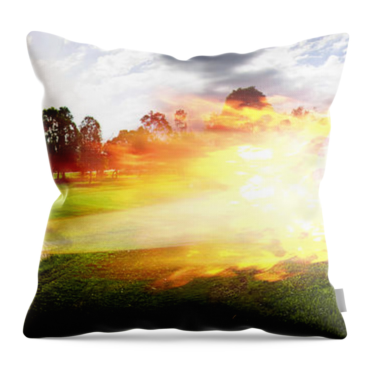 Golf Throw Pillow featuring the digital art Golf Ball On Fire by Jorgo Photography