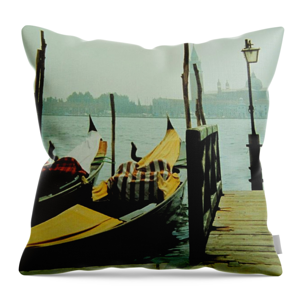 Venice Throw Pillow featuring the photograph Gondolas by Ian MacDonald