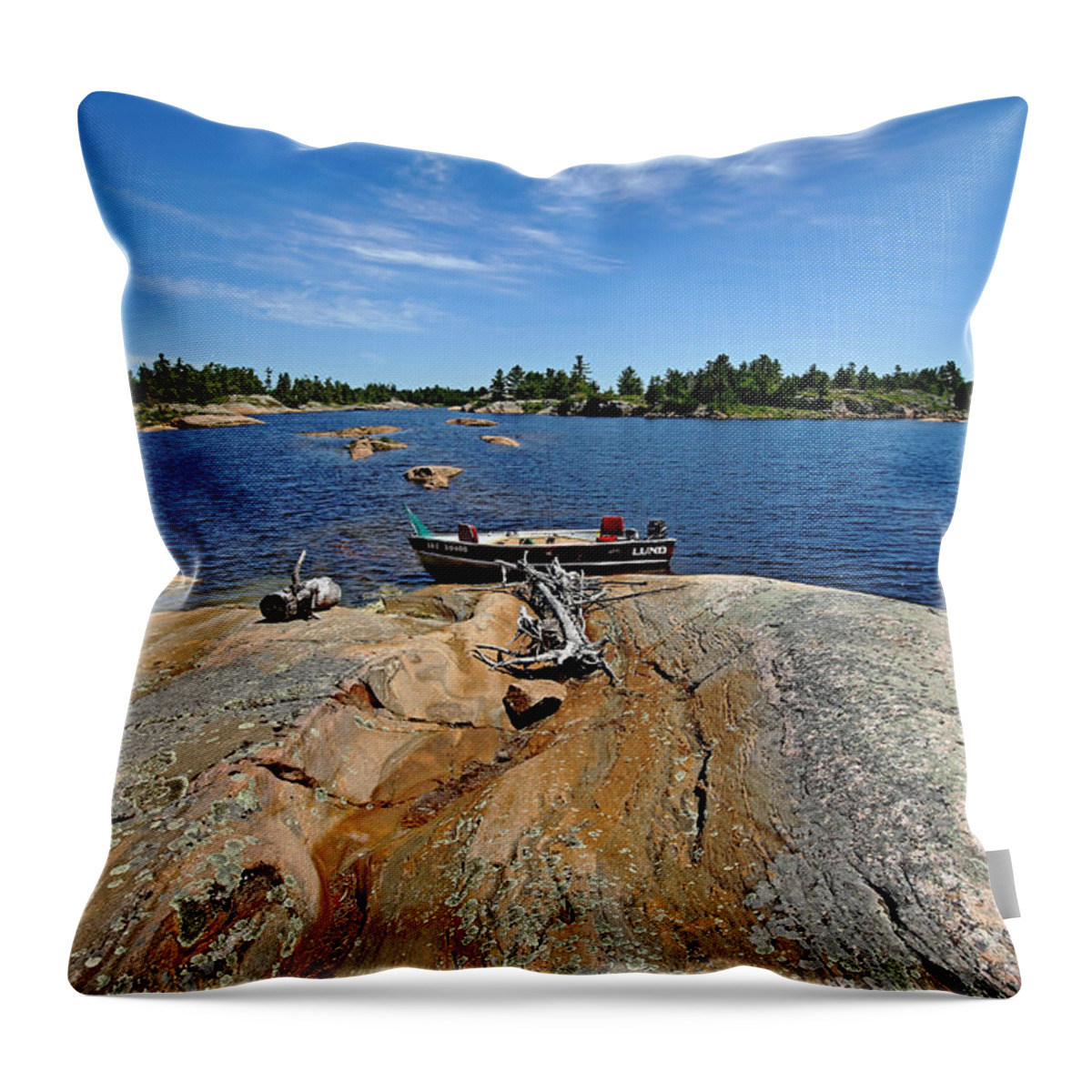 Georgian Bay Throw Pillow featuring the photograph Gone Exploring by Debbie Oppermann