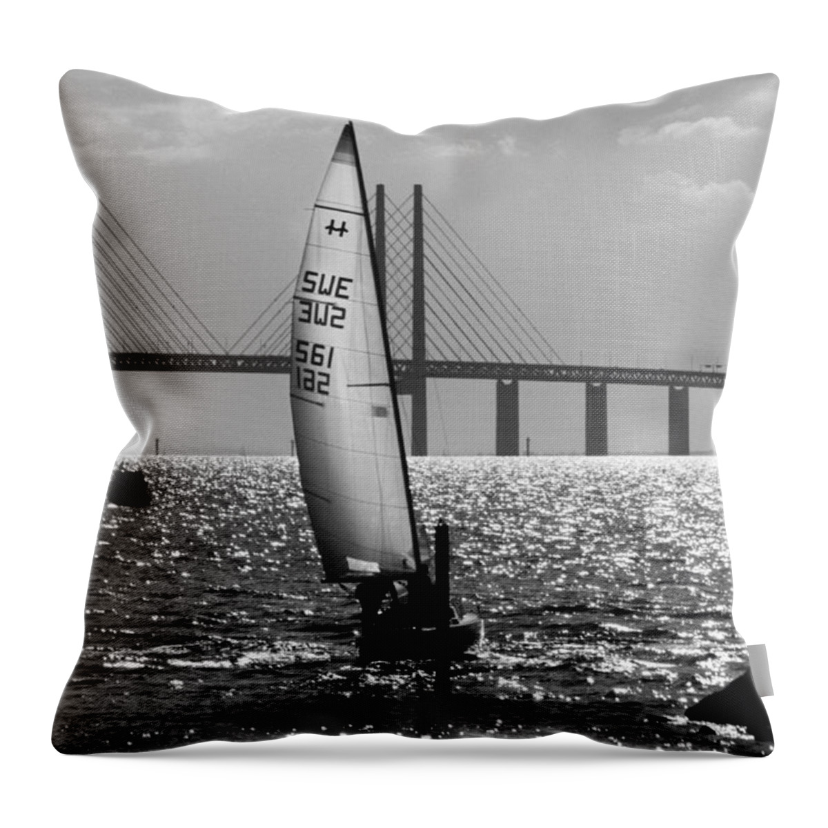 Black Throw Pillow featuring the photograph Gone Sailing by Marcus Karlsson Sall
