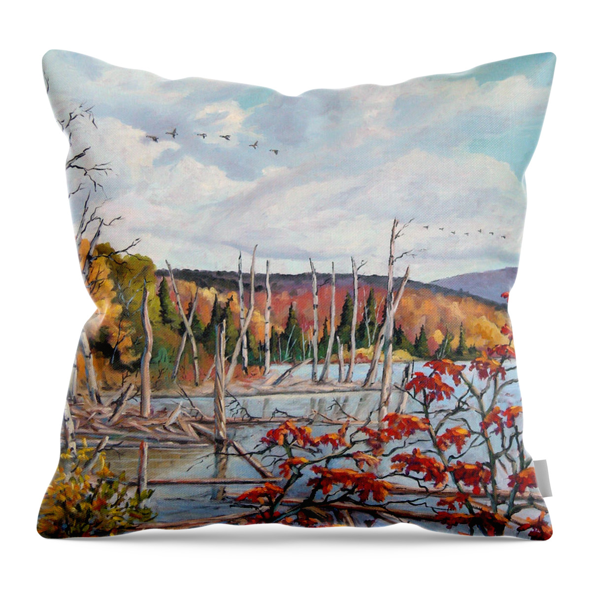 Original Painting Throw Pillow featuring the painting Gone South by Richard T Pranke