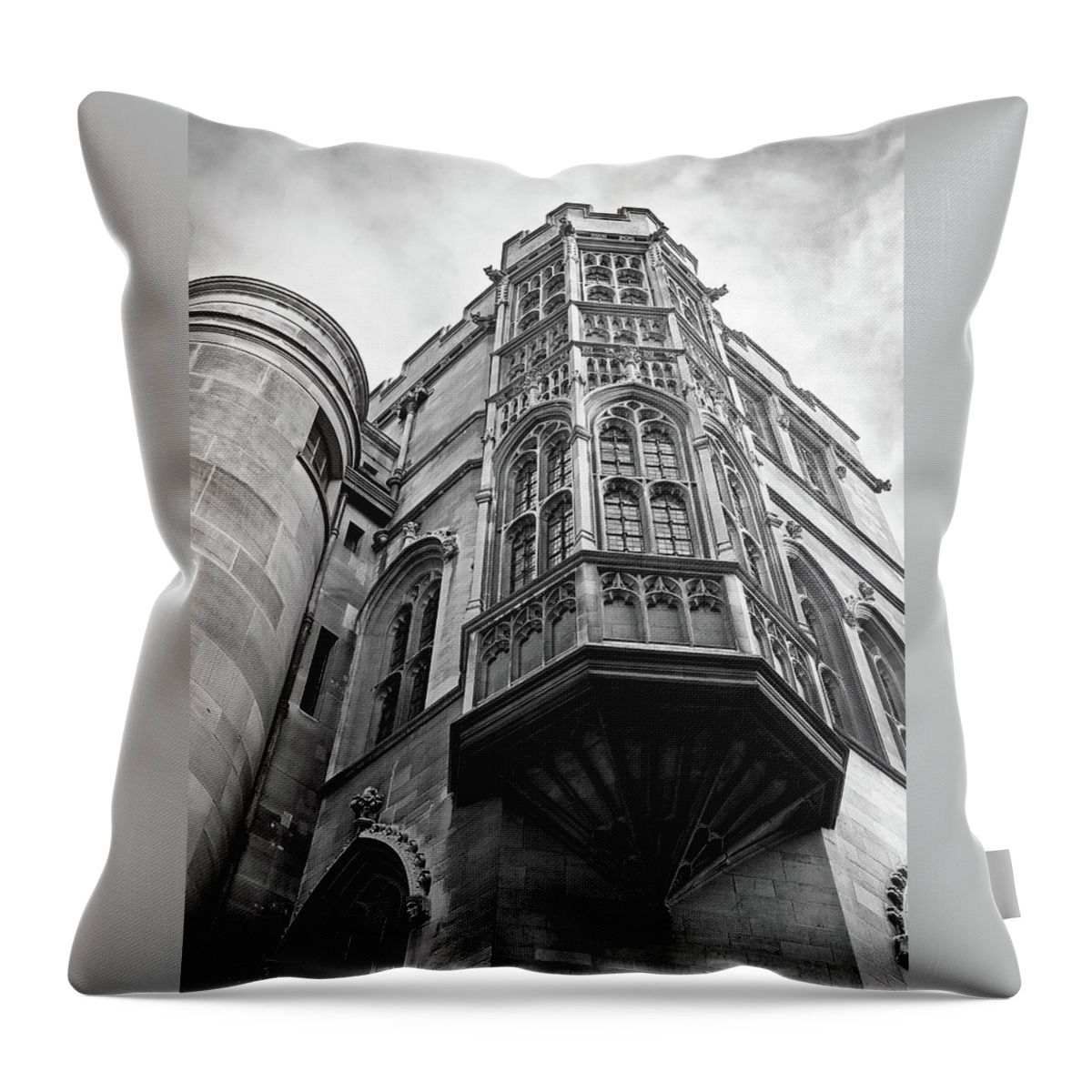 Cambridge Throw Pillow featuring the photograph Gonville and Caius College Library Cambridge in Black and White by Gill Billington