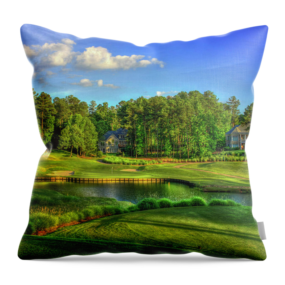 Reid Callaway Golf Images Throw Pillow featuring the photograph Good Golf The Landing Reynolds Plantation Golf Art by Reid Callaway