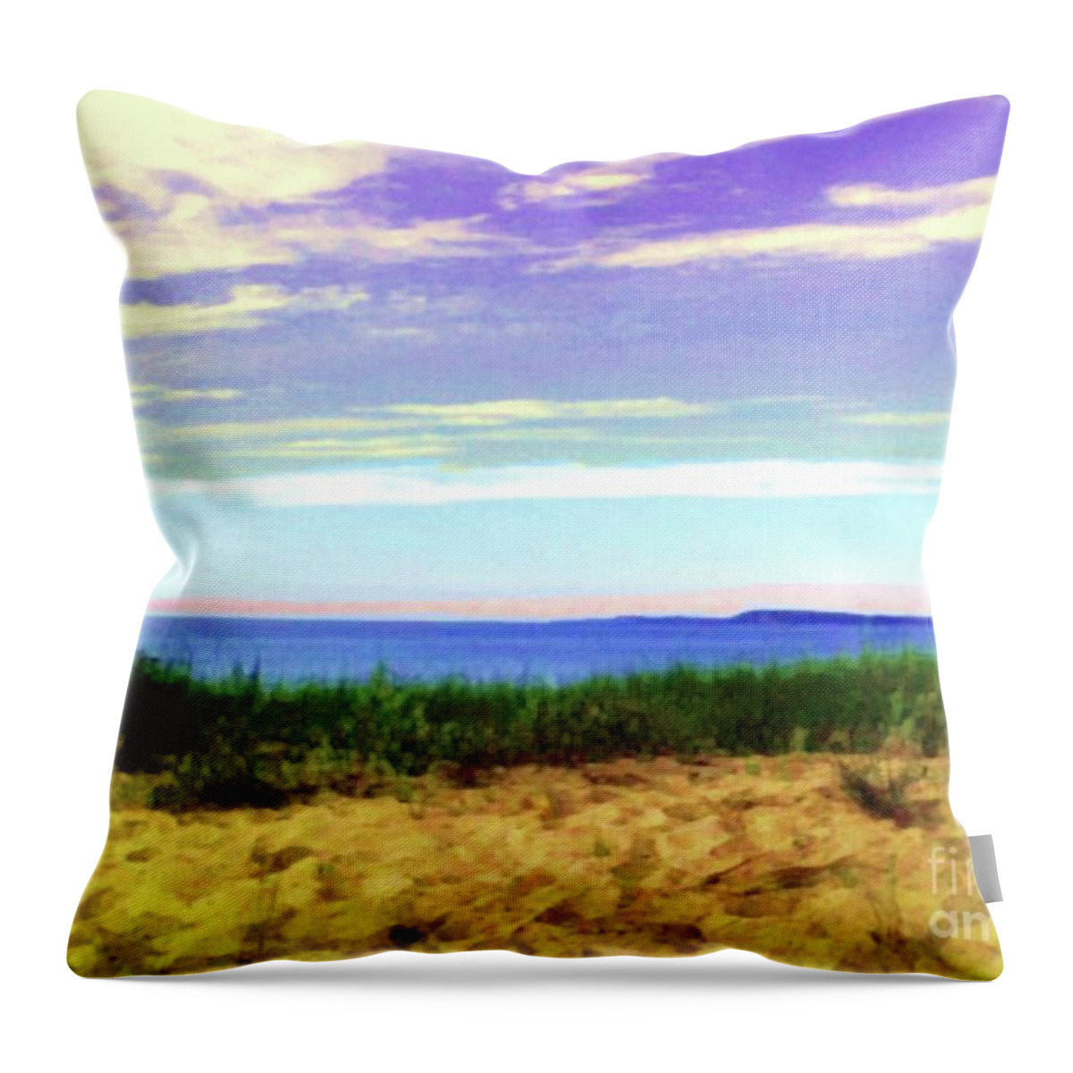 Beach Throw Pillow featuring the mixed media Good Harbor Bay by Desiree Paquette