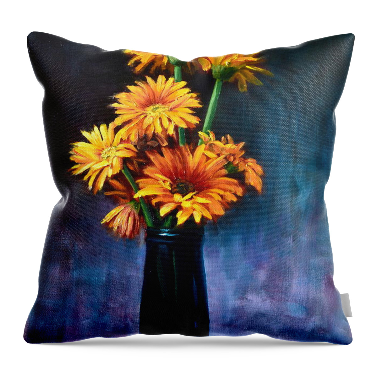 Daisies Throw Pillow featuring the painting Good Luck by Ningning Li