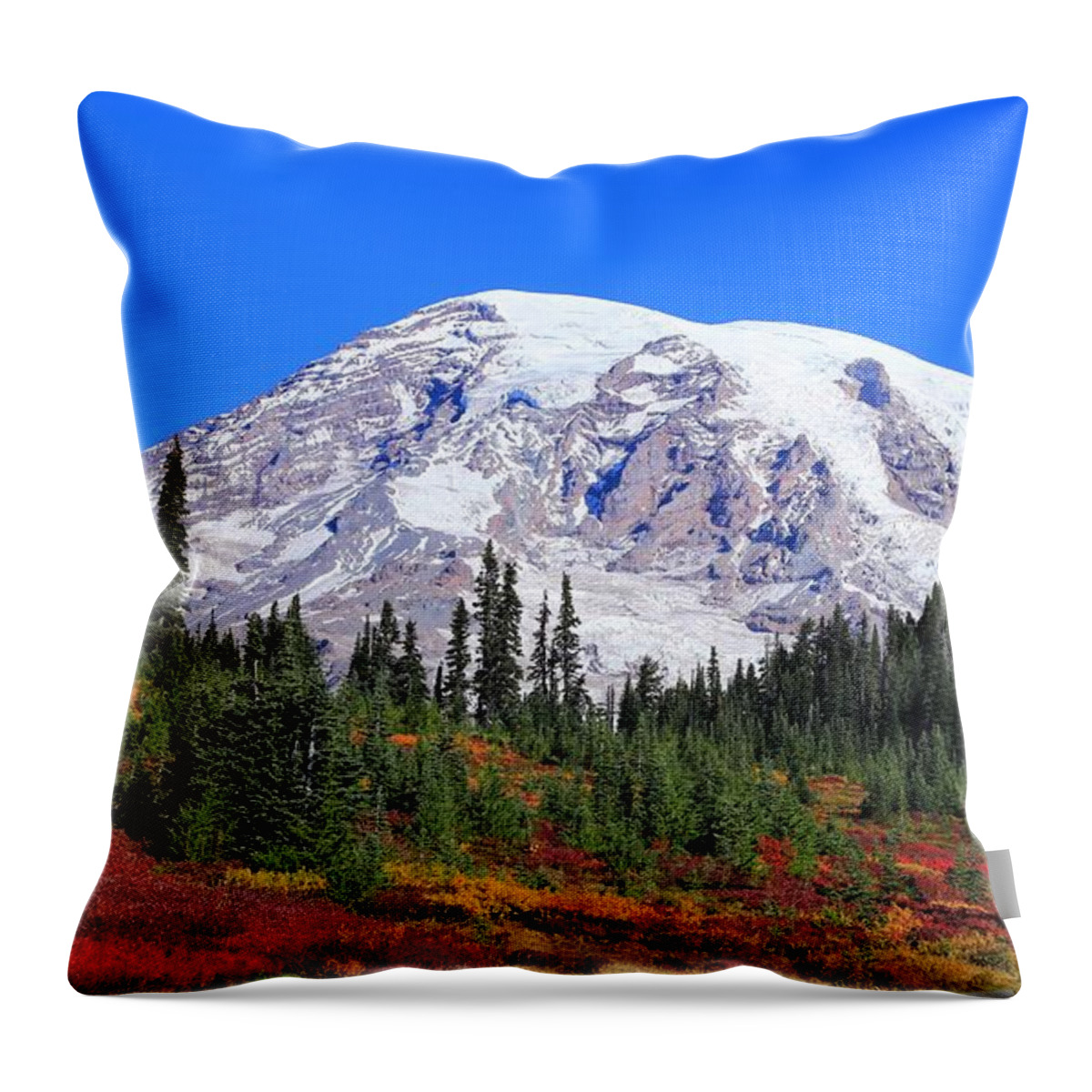 Good Morning Mount Rainier Throw Pillow featuring the photograph Good morning Mount Rainier by Lynn Hopwood