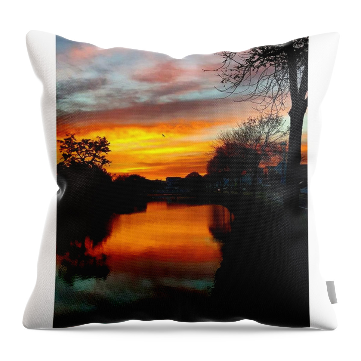 Reflection Throw Pillow featuring the photograph Colors Over The Lake by Lauren Fitzpatrick