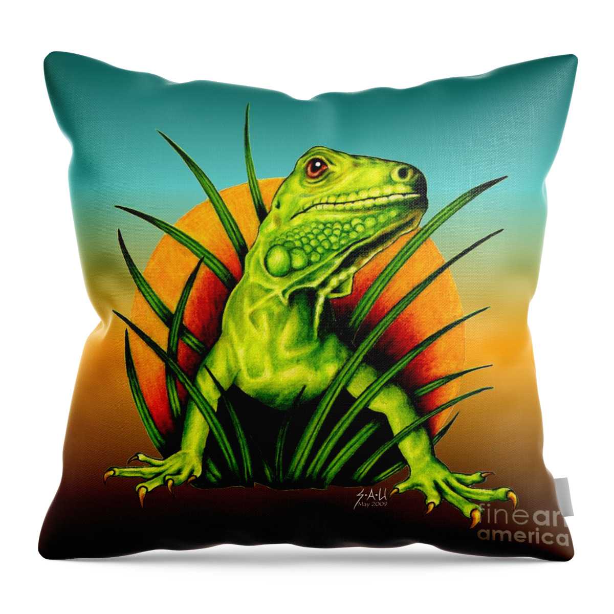 Portrait Throw Pillow featuring the drawing Good Morning World by Sheryl Unwin