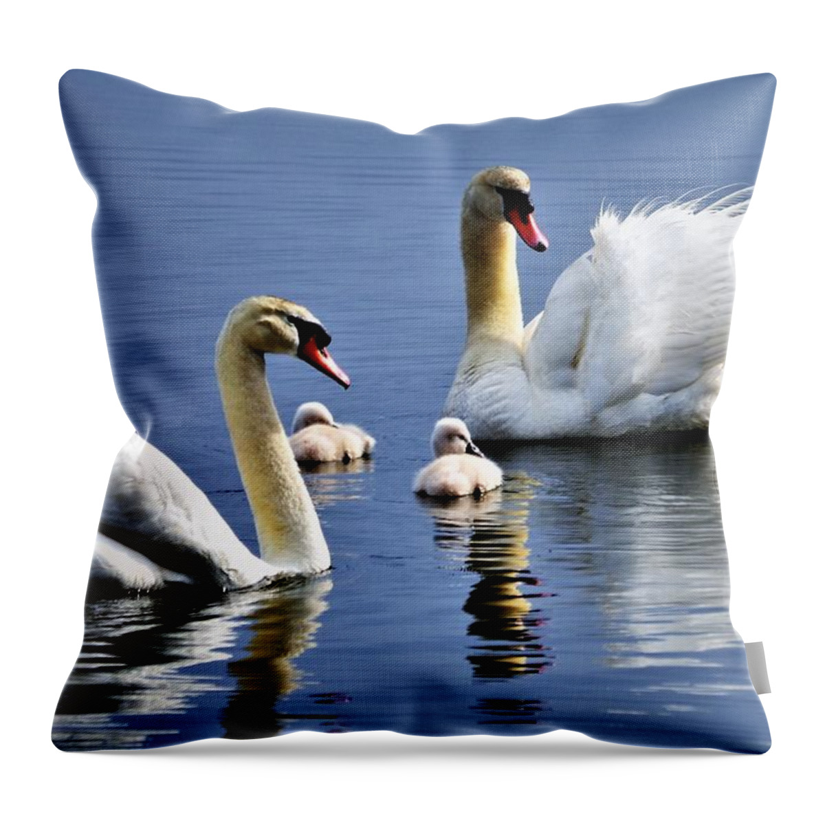 Swans Throw Pillow featuring the photograph Good Parents by Chuck Brown
