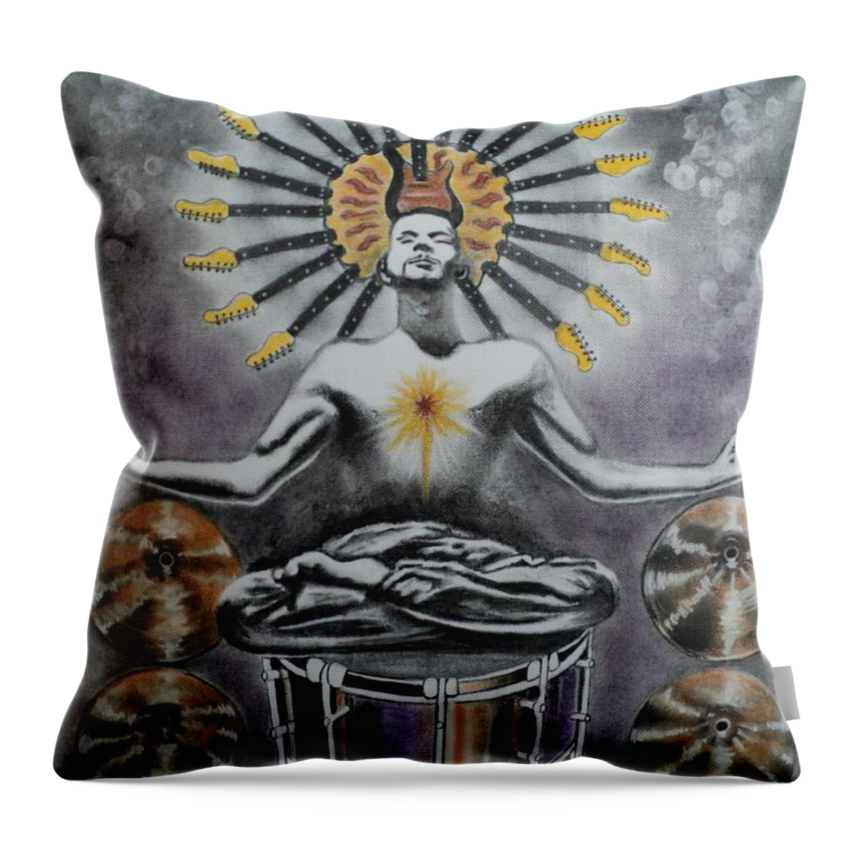 Meditating Throw Pillow featuring the drawing Good Vibrations by Carla Carson