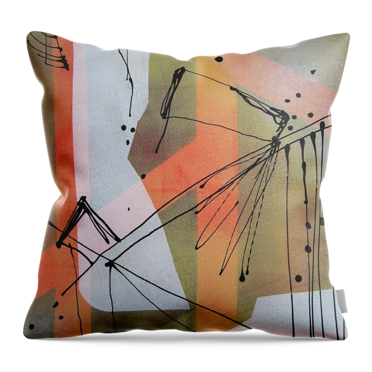 Abstract Throw Pillow featuring the painting Good Vibrations One by Louise Adams