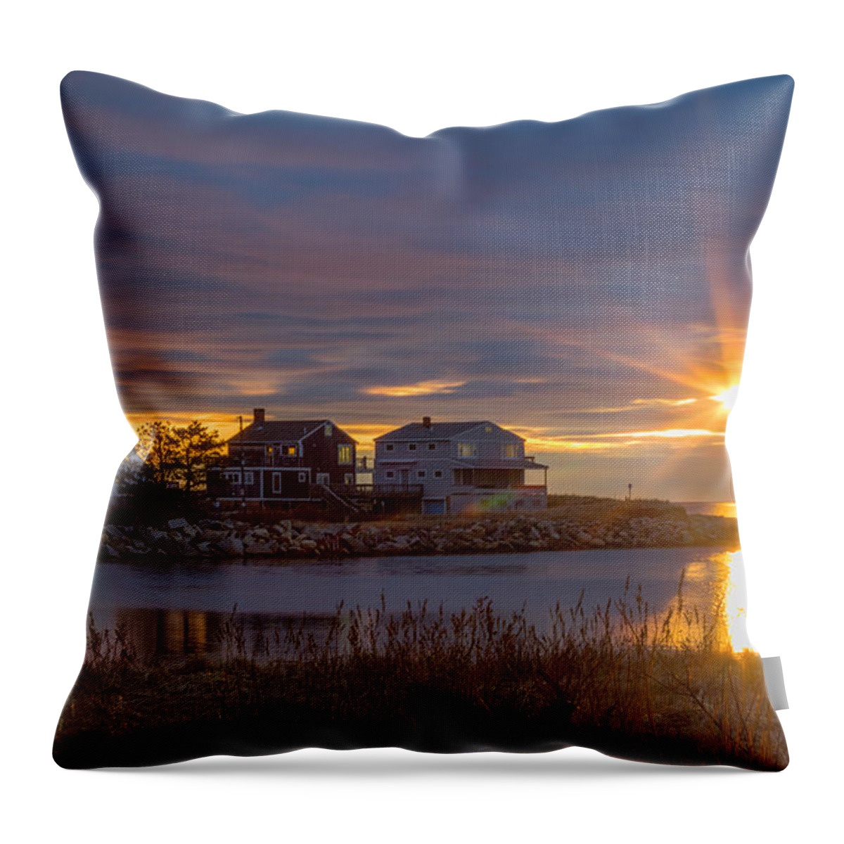 Goosefare Brook Throw Pillow featuring the photograph Goosefare Brook Sunrise - Saco Maine by Kirkodd Photography Of New England