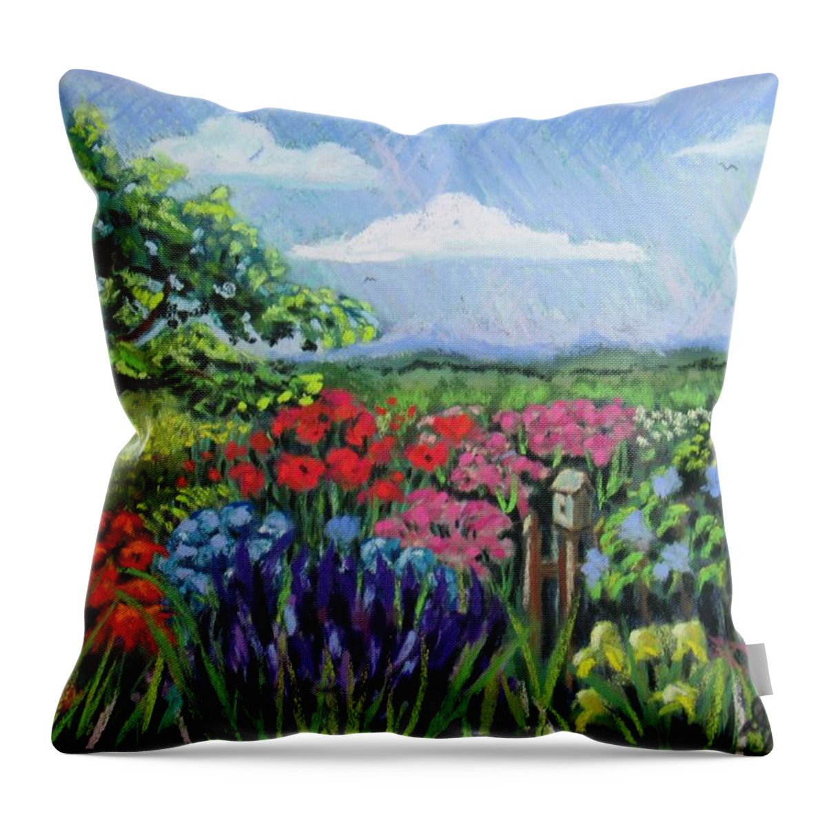 Landscape Throw Pillow featuring the painting Goshen Garden by Donna Chambers