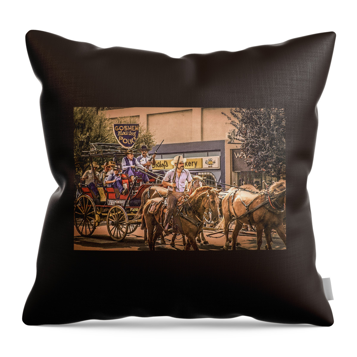 Wild West Throw Pillow featuring the photograph Goshen Mounted Police by Gene Parks